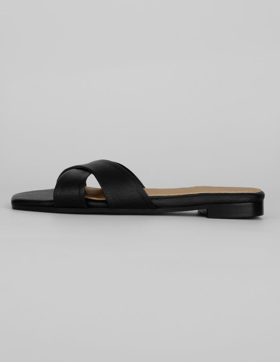 Sandalias de piso Exterior Piel vegana Color Negro Para Mujer De RBBASICS