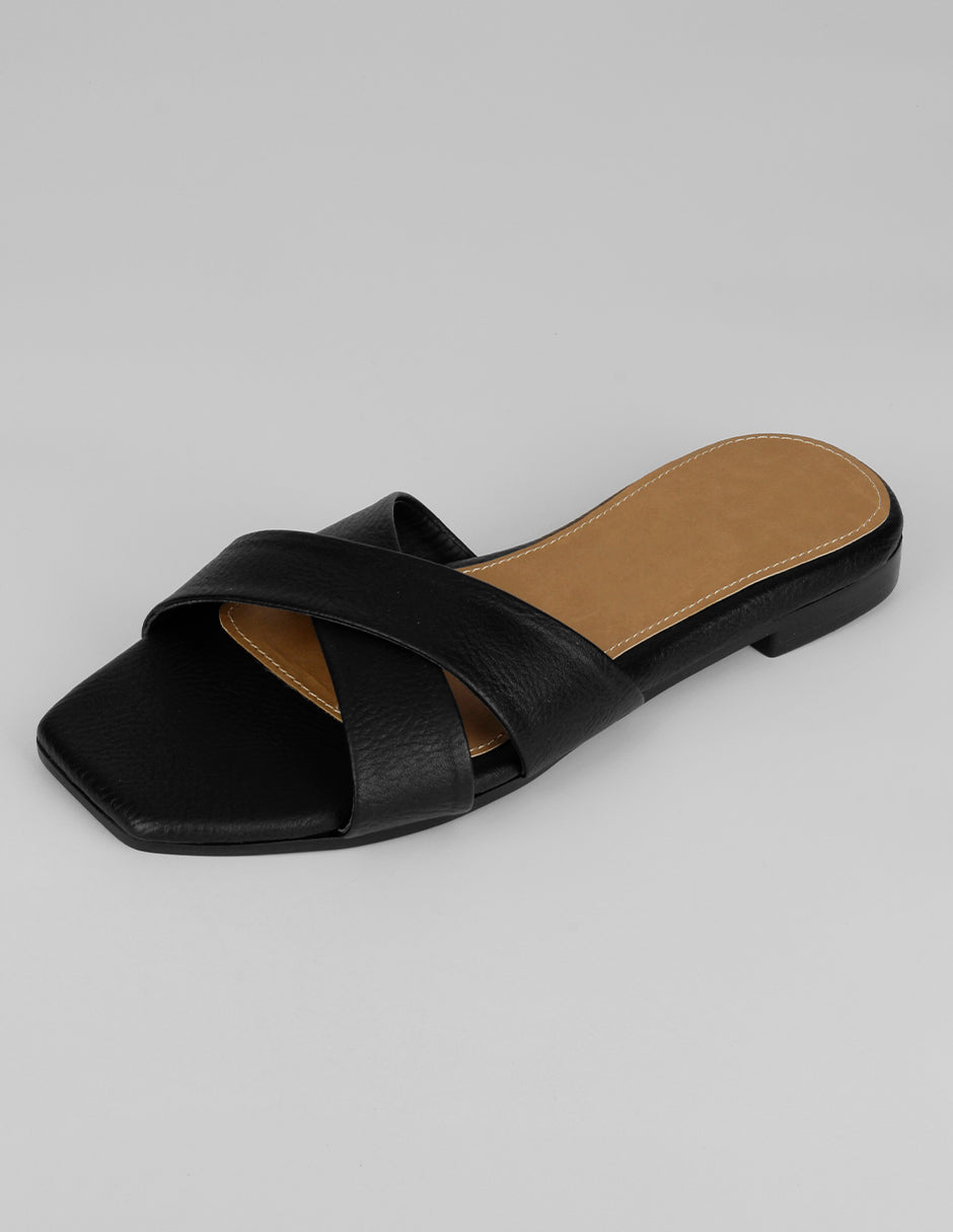 Sandalias de piso Soft en Piel vegana – Negro