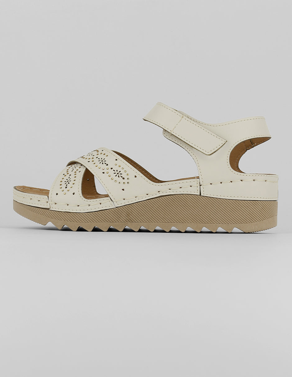 Sandalias con plataforma Exterior Piel vegana Color Latte Para Mujer De RBCOLLECTION