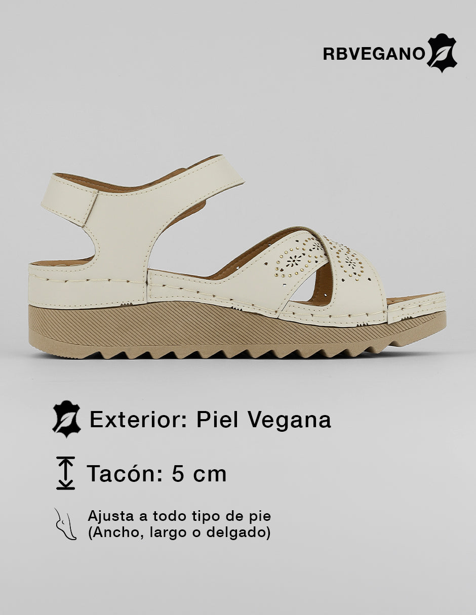 Sandalias con plataforma Steps en Piel vegana – Latte