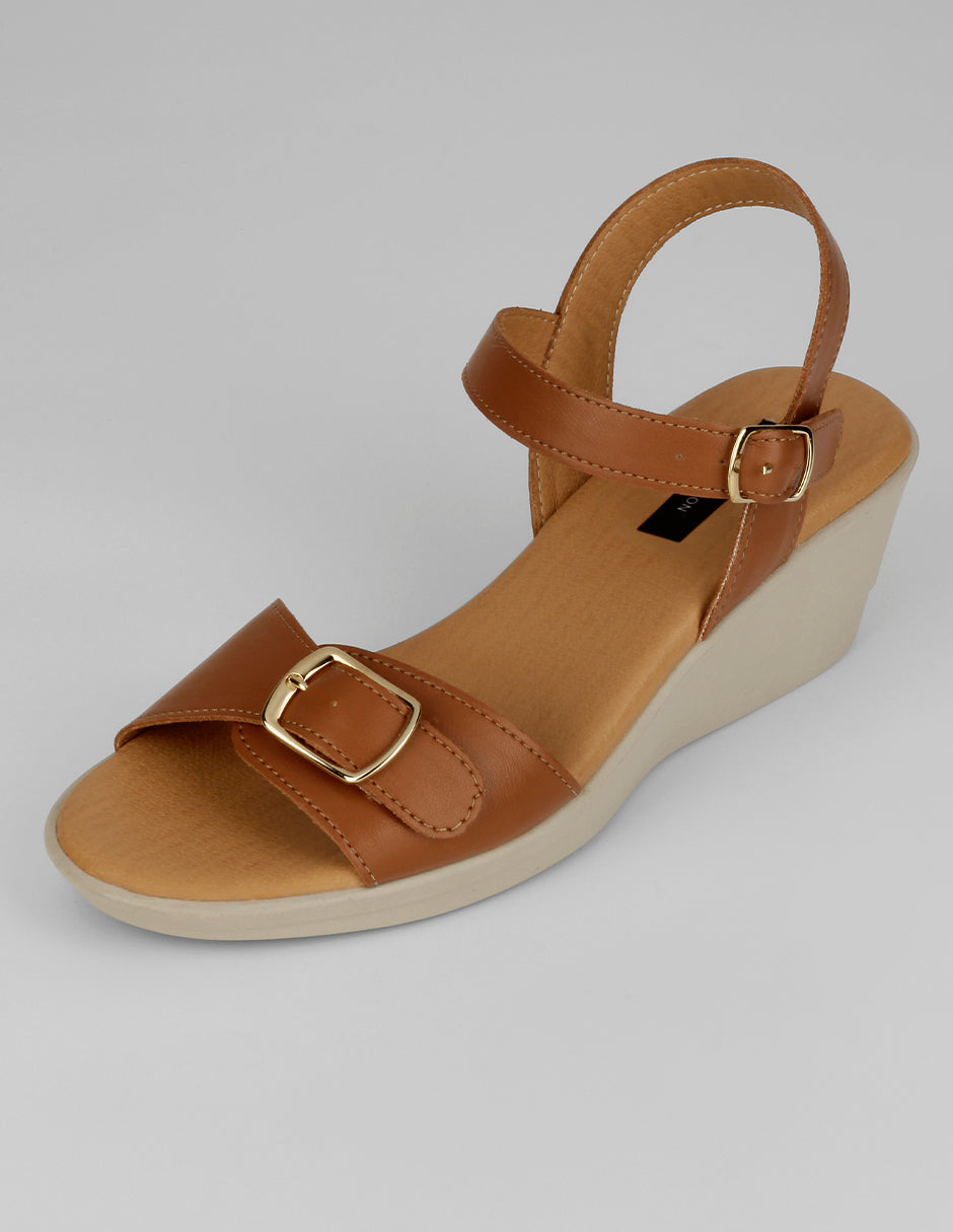 Sandalias con plataforma Naia en Piel vegana – Café