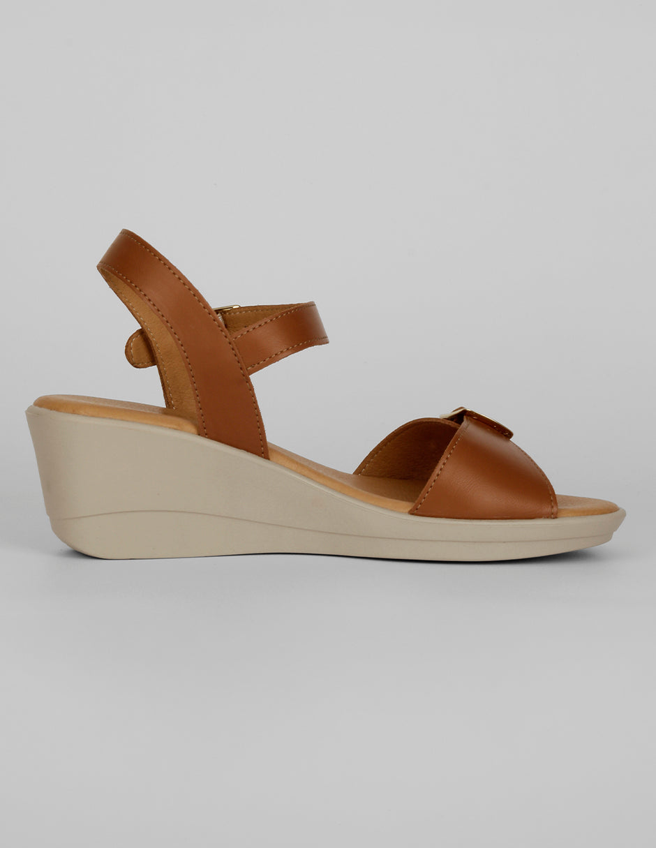 Sandalias con plataforma Naia en Piel vegana – Café