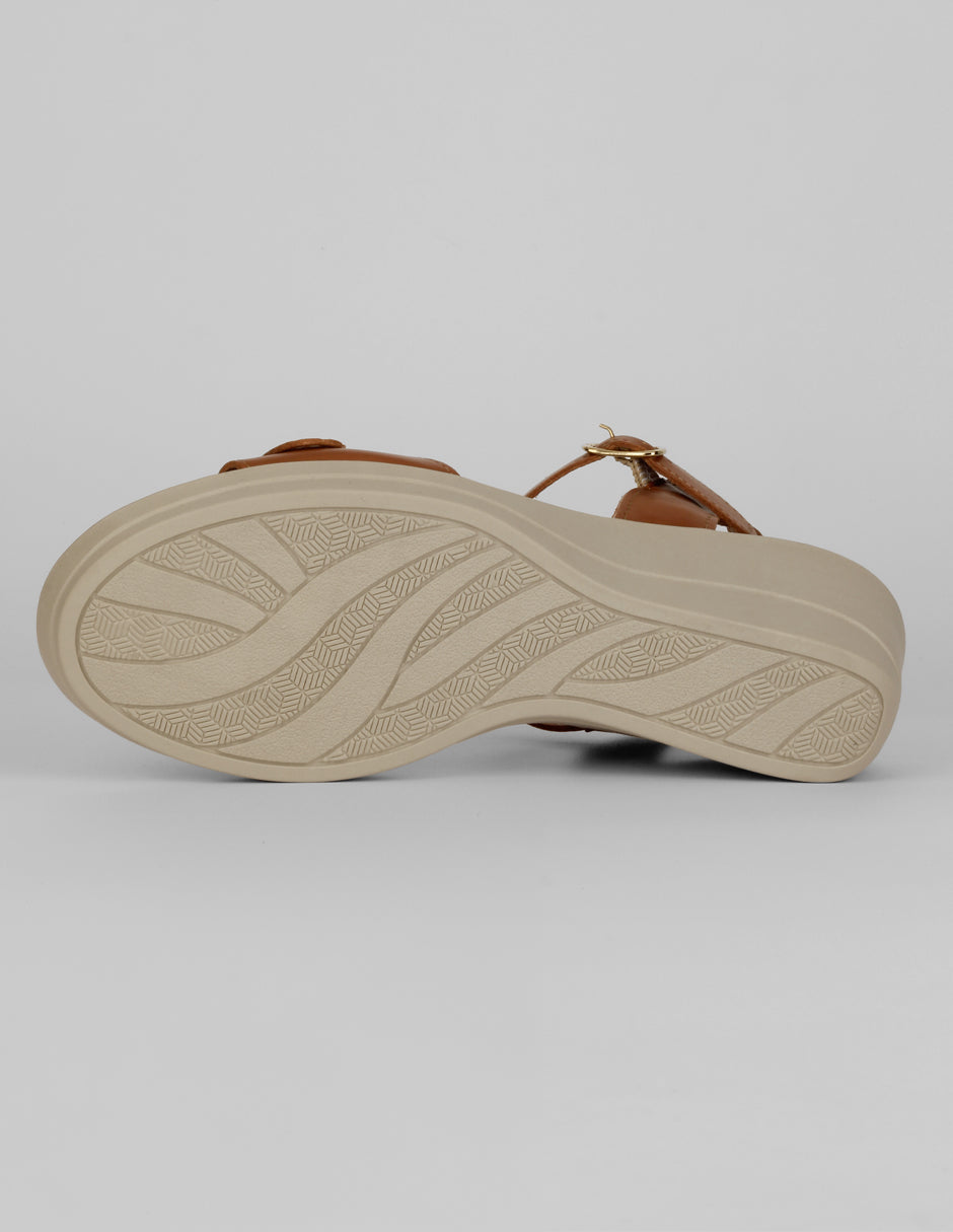 Sandalias con plataforma Naia en Piel vegana – Café