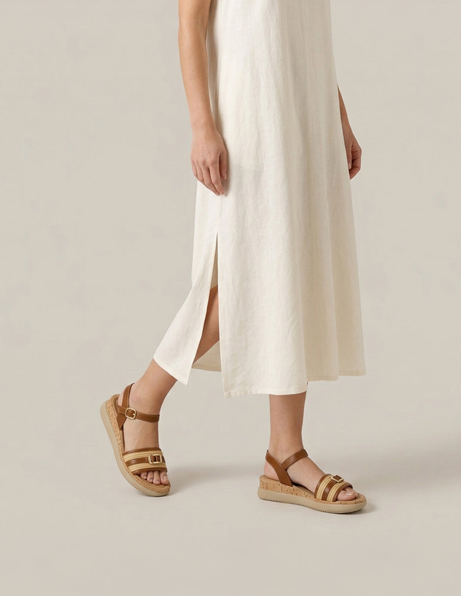 Sandalias con plataforma Soft en Piel vegana – Café