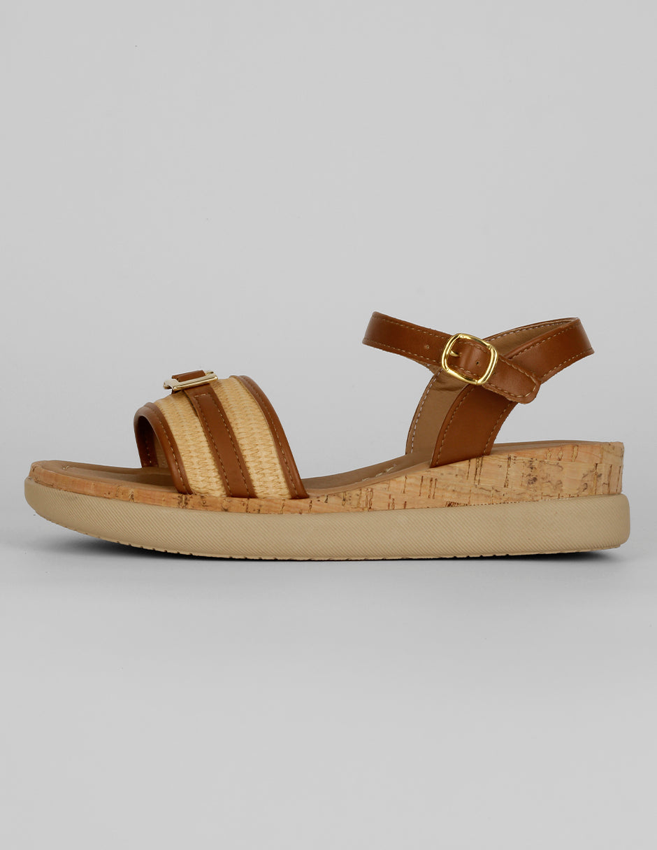 Sandalias con plataforma Exterior Piel vegana Color Café Para Mujer De RBCOLLECTION