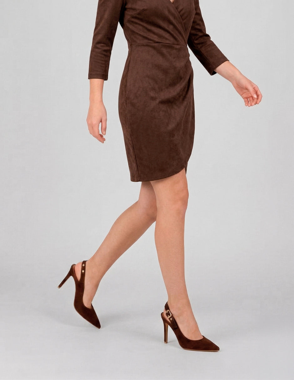 Zapatillas Slingback en Gamuza – Café