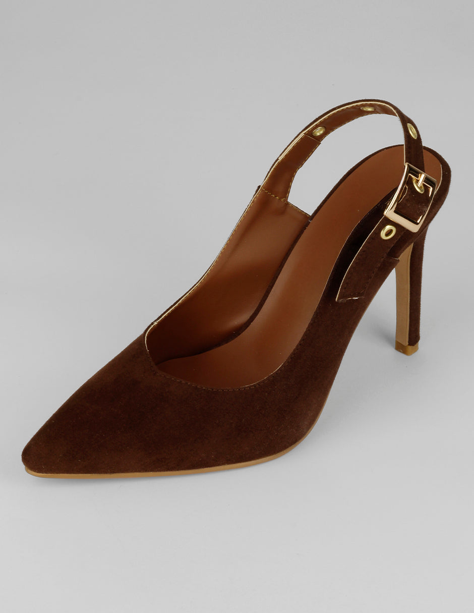 Zapatillas Slingback en Gamuza – Café