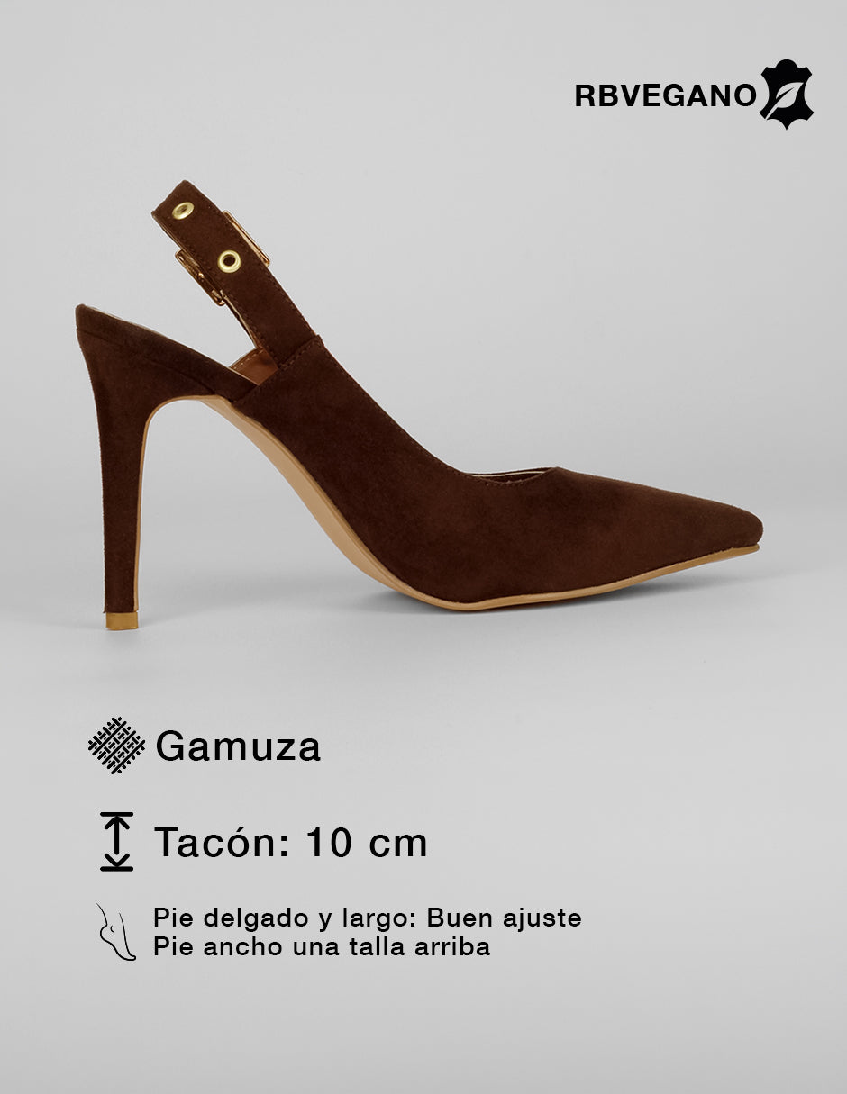 Zapatillas Slingback en Gamuza – Café