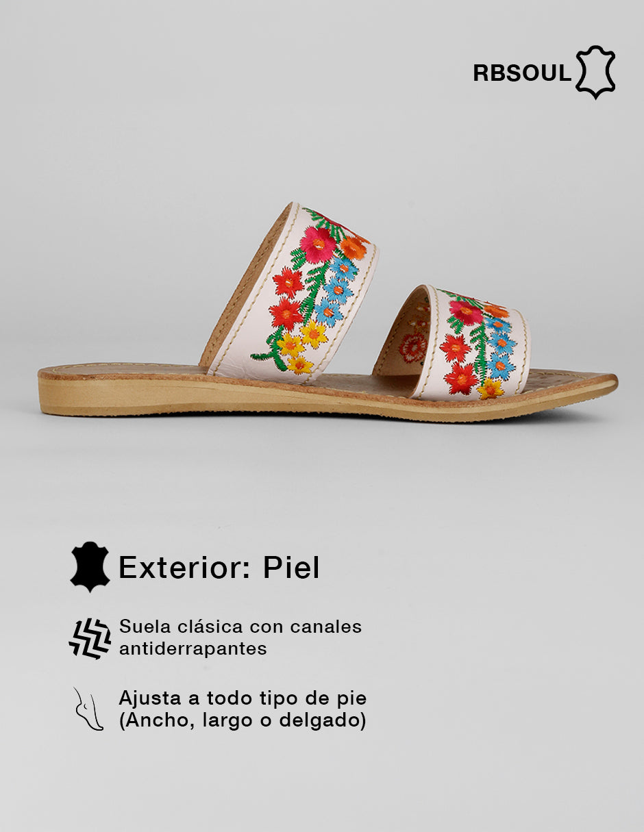 Sandalias de piso Hand made  en Piel  – Multicolor