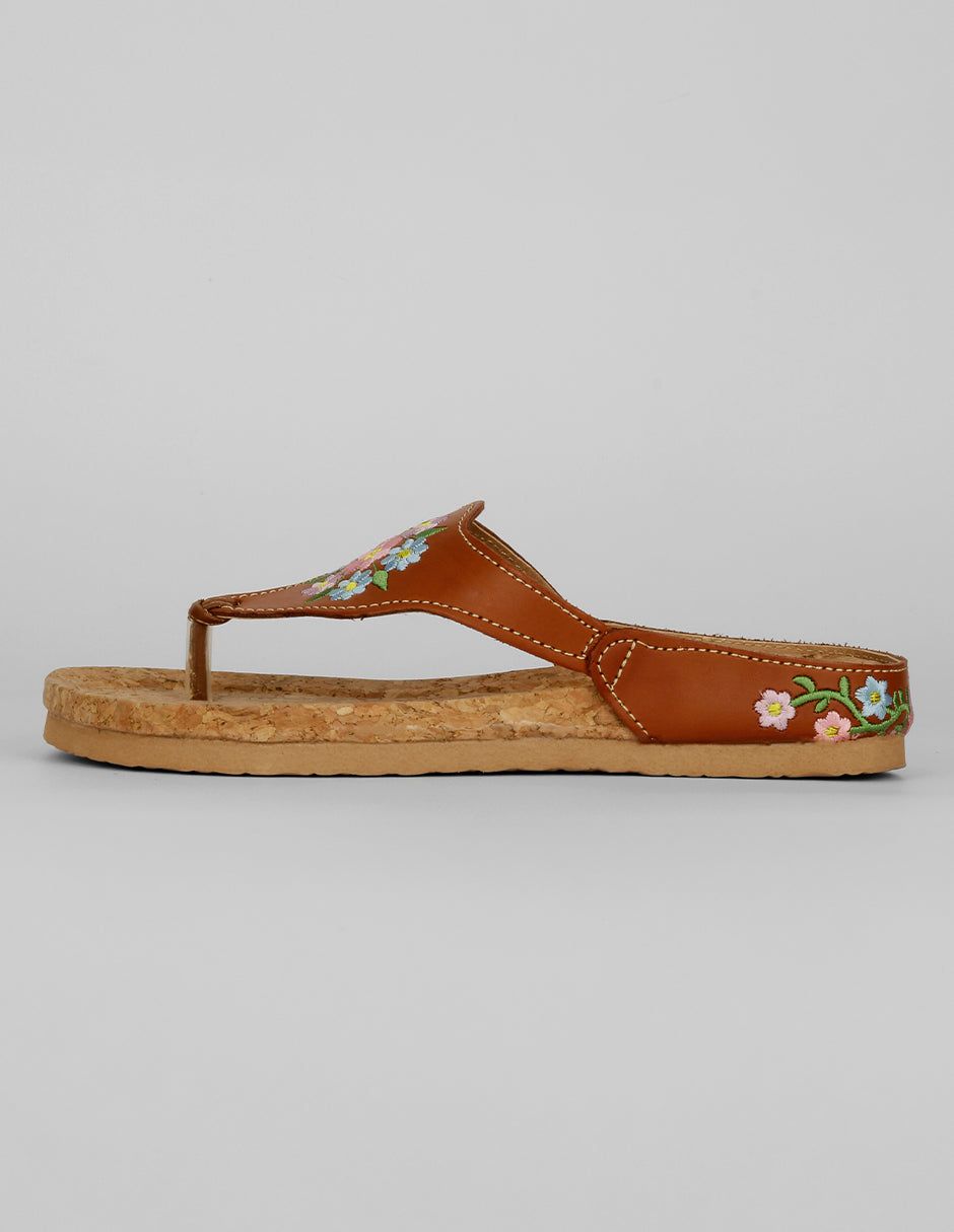 Sandalias de piso Exterior Piel vegana Color Café Para Mujer De RBCOLLECTION