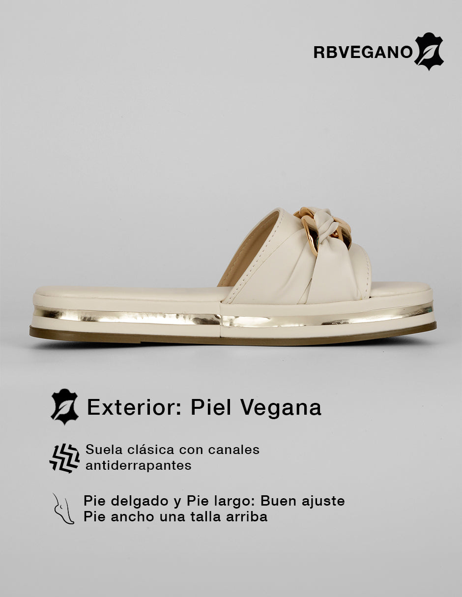 Sandalias de piso Soft en Piel vegana – Blanco