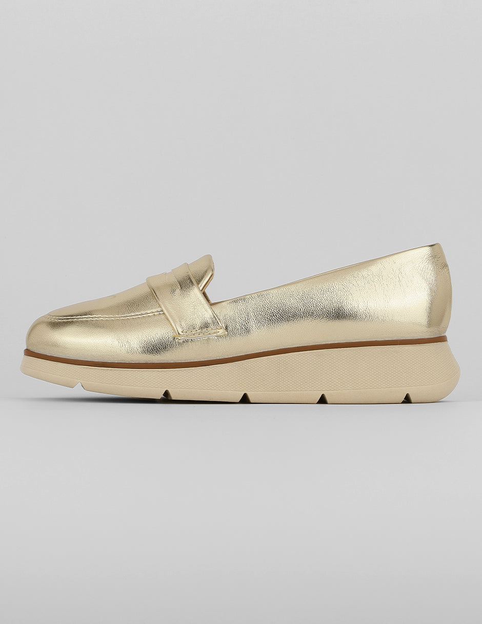 Mocasines Exterior Sintético Color Dorado Para Mujer De RBCOLLECTION