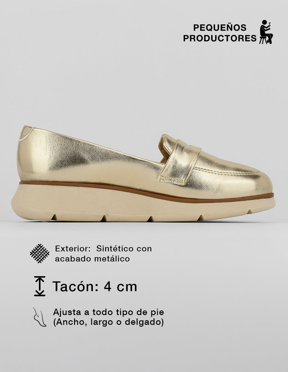 Mocasines Classy en Sintético – Dorado