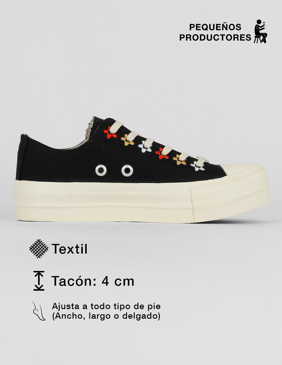 Tenis con cordones  Play en Textil – Negro
