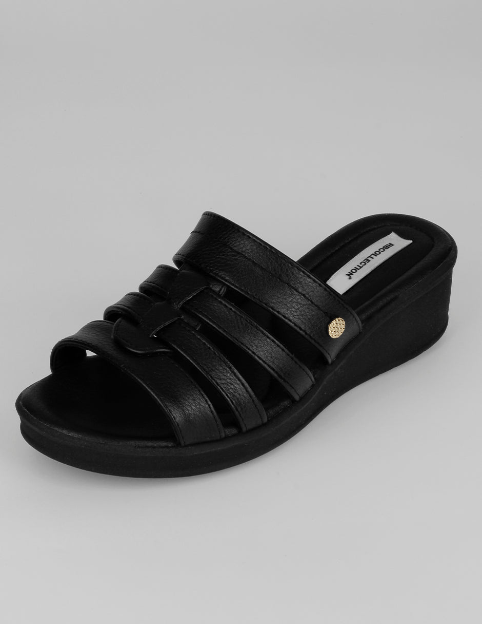 Sandalias con plataforma NAIA en Piel vegana – Negro