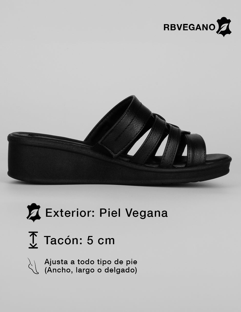 Sandalias con plataforma NAIA en Piel vegana – Negro