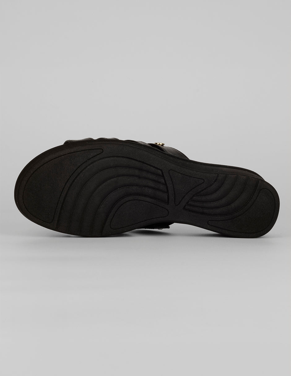 Sandalias con plataforma NAIA en Piel vegana – Negro