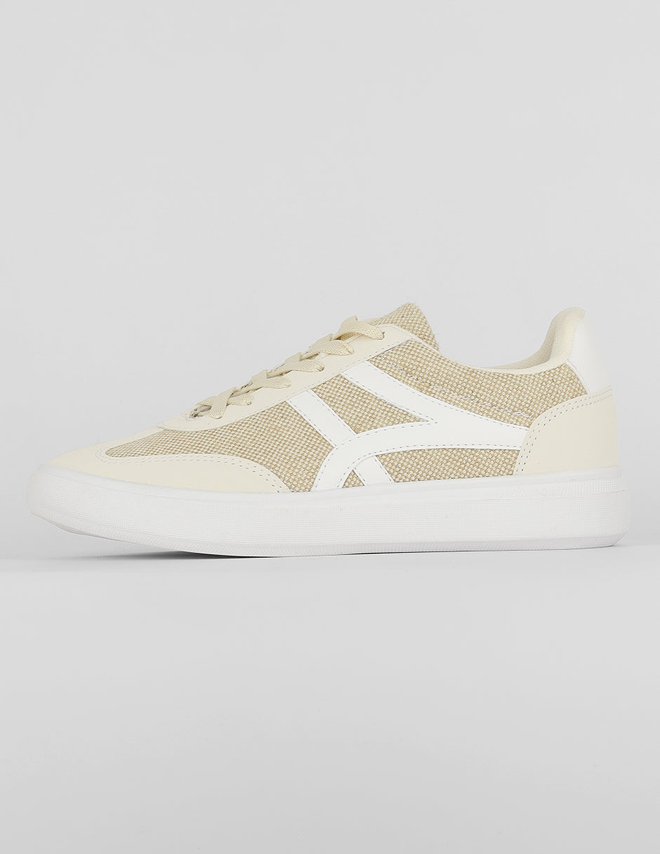 Tenis con cordones Exterior Textil Color Beige Para Mujer De RBCOLLECTION