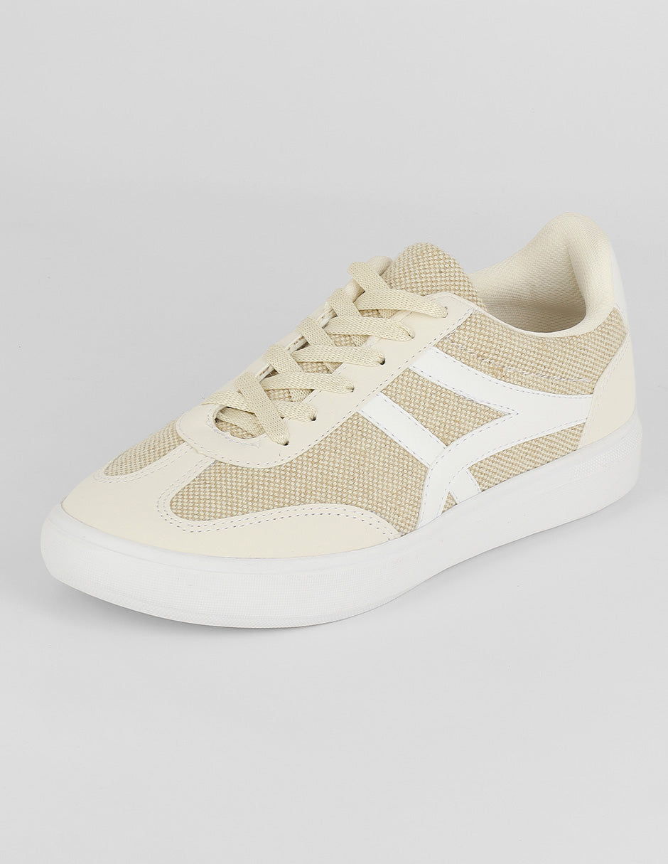 Tenis con cordones  Sam en Textil – Beige