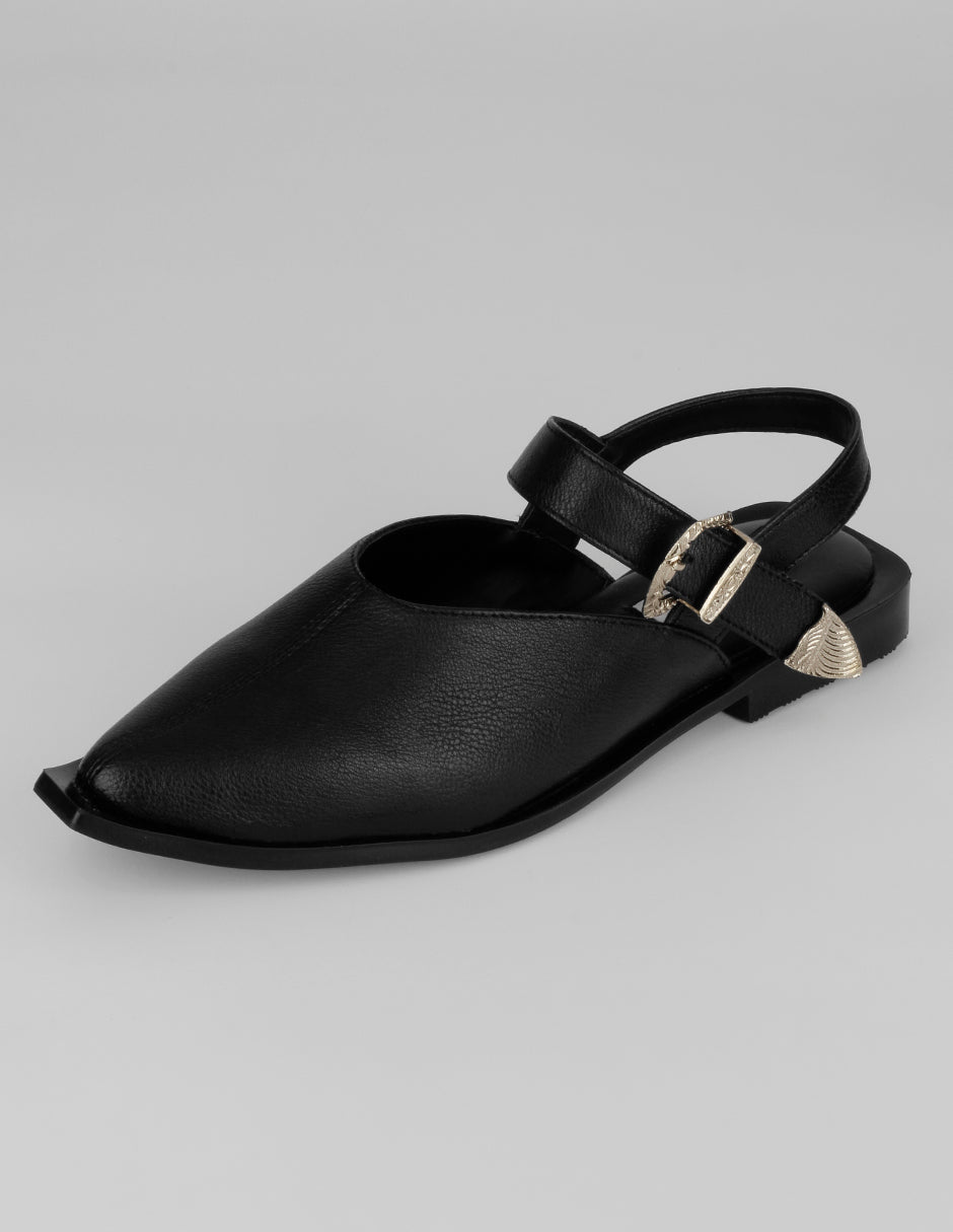 Flats puntales Onne en Piel vegana – Negro