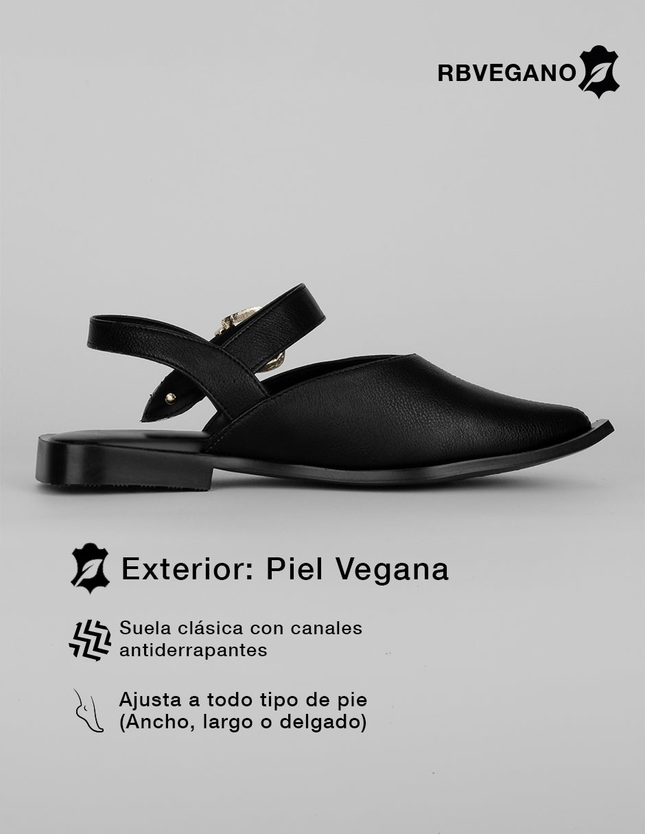 Flats puntales Onne en Piel vegana – Negro