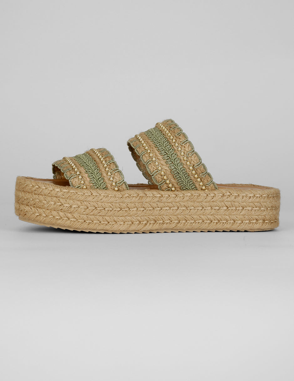 Sandalias con plataforma Exterior Textil Color Verde Para Mujer De RBCOLLECTION