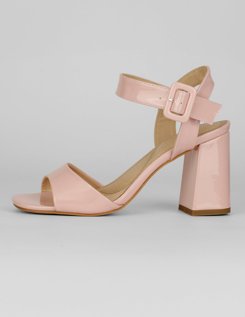 Sandalia con tacón Exterior Charol Color Rosa Para Mujer De RBCOLLECTION