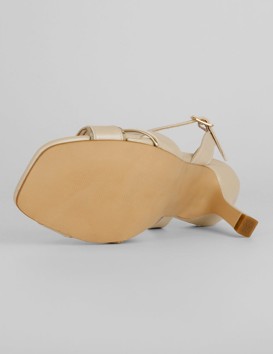 Sandalia con tacón Ave en Sintético – Beige