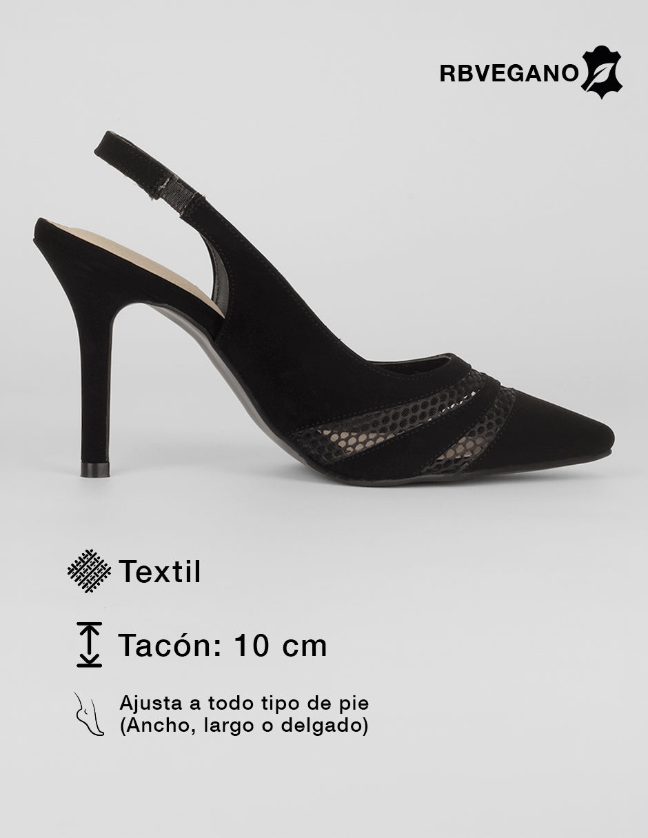 Zapatillas Slingback en Textil – Negro