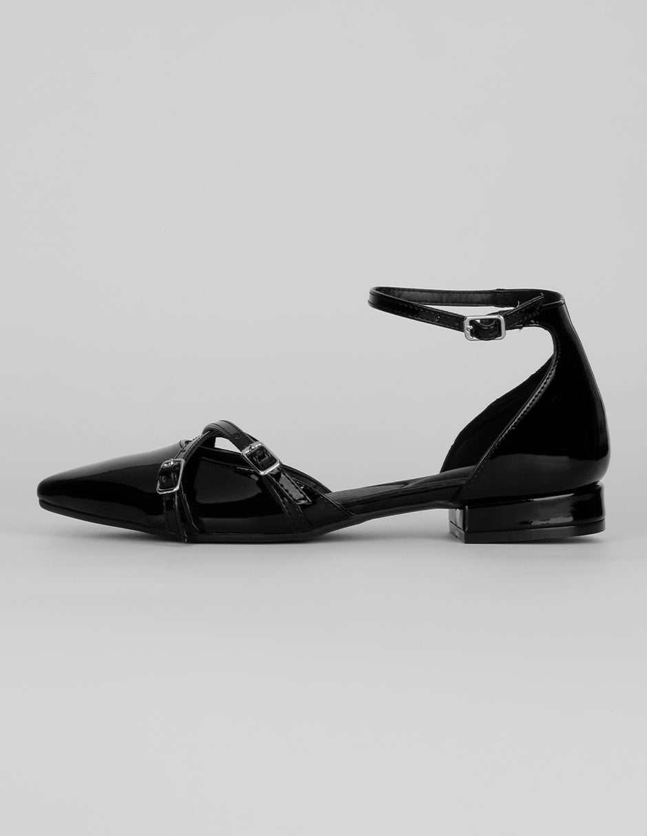 Flats puntales Exterior Charol Color Negro Para Mujer De RBCOLLECTION