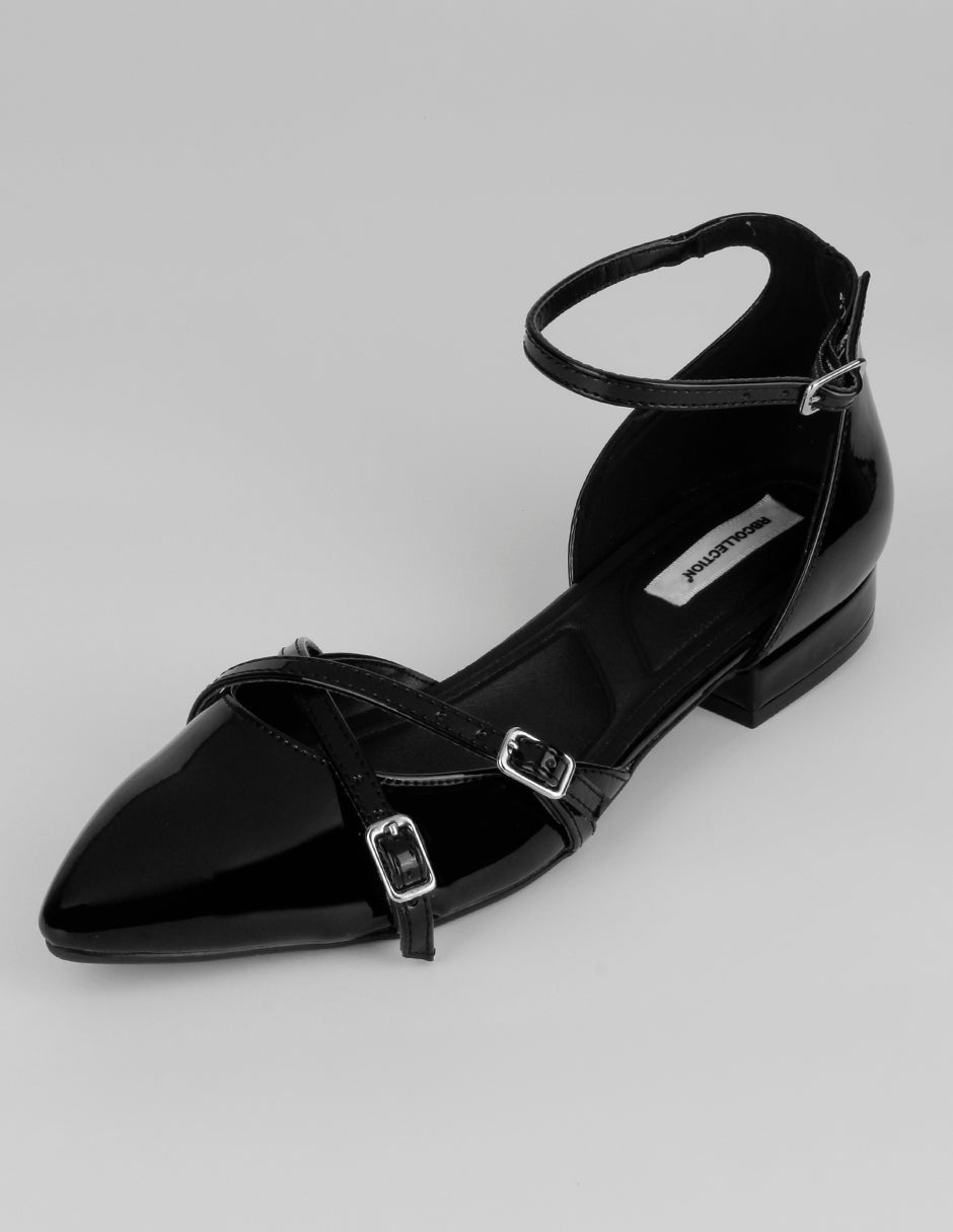 Flats puntales Slingback en Charol – Negro