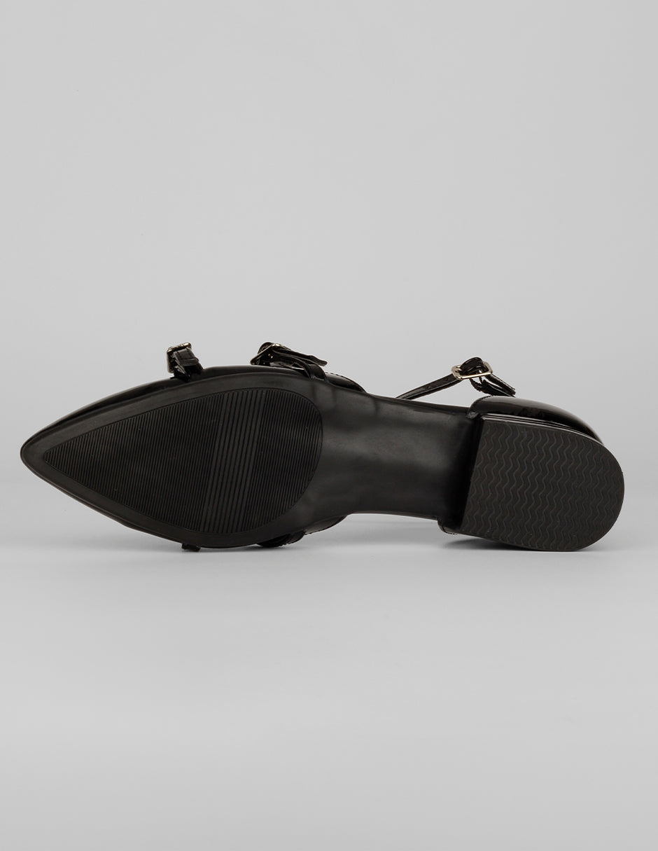 Flats puntales Slingback en Charol – Negro