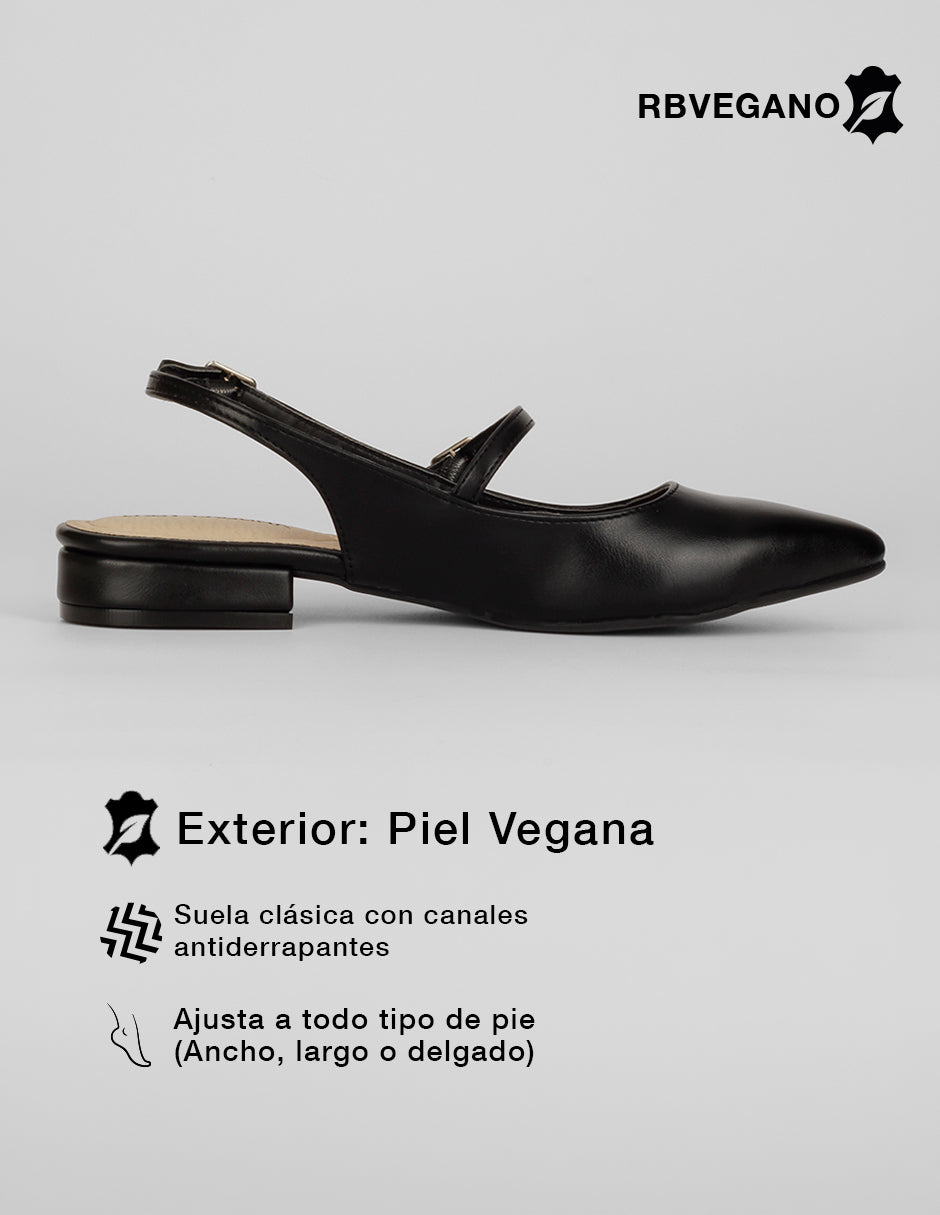 Flats puntales  Onne en Piel vegana – Negro