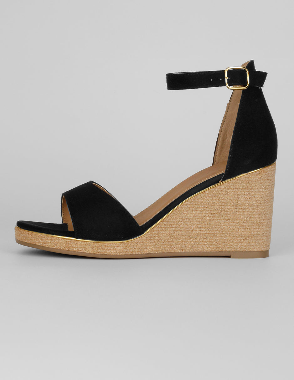 Sandalias con plataforma Exterior Gamuza Color Negro Para Mujer De RBCOLLECTION