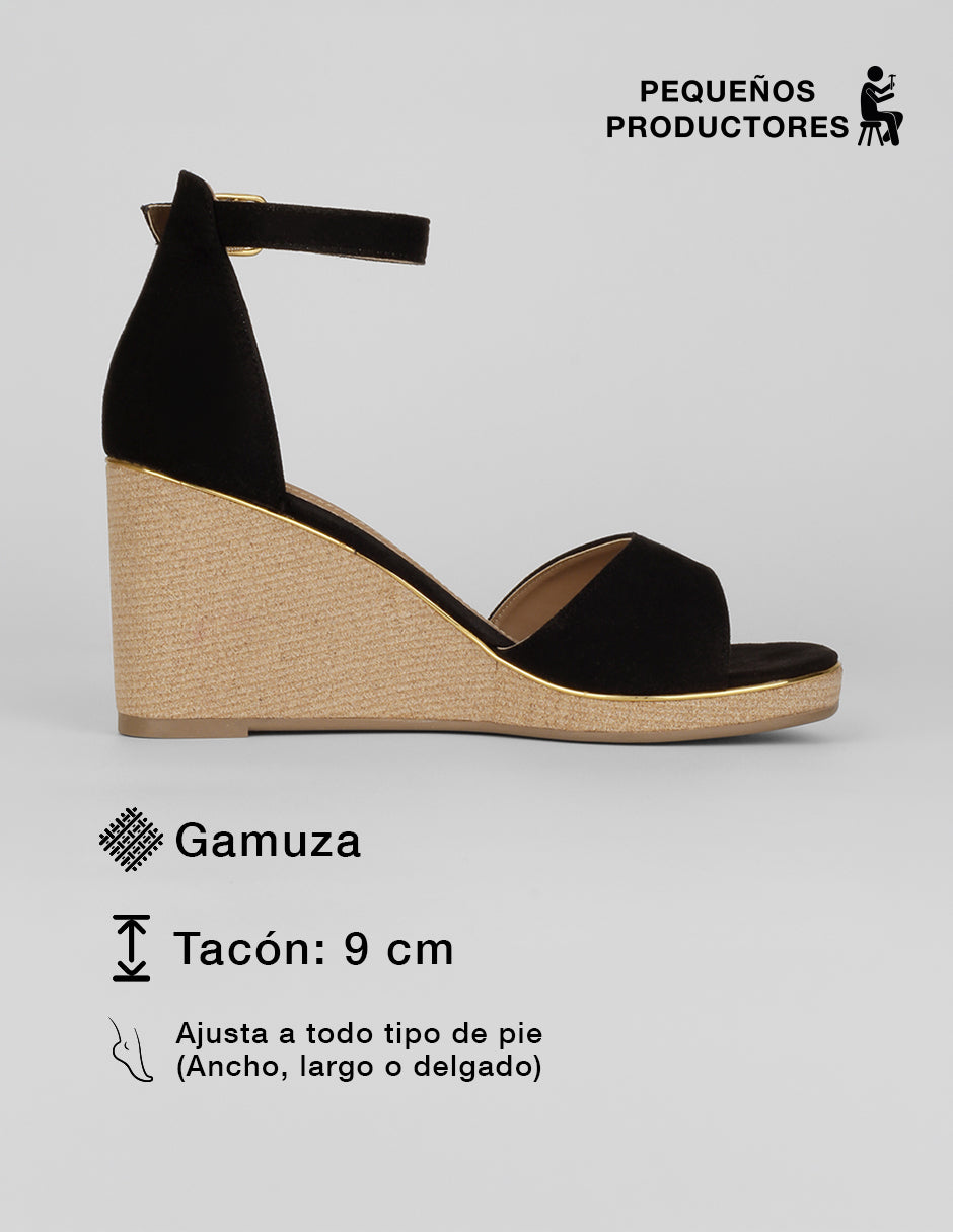 Sandalias con plataforma Naia en Gamuza – Negro