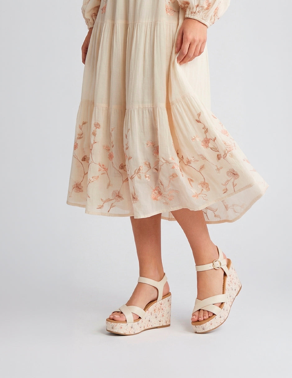 Sandalias con plataforma Naia en Piel vegana – Latte