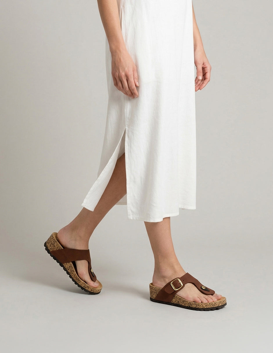 Sandalias con plataforma Daily en Piel vegana – Café