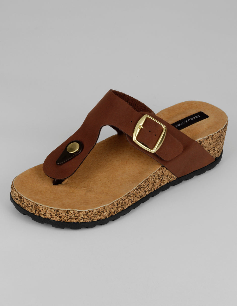 Sandalias con plataforma Daily en Piel vegana – Café