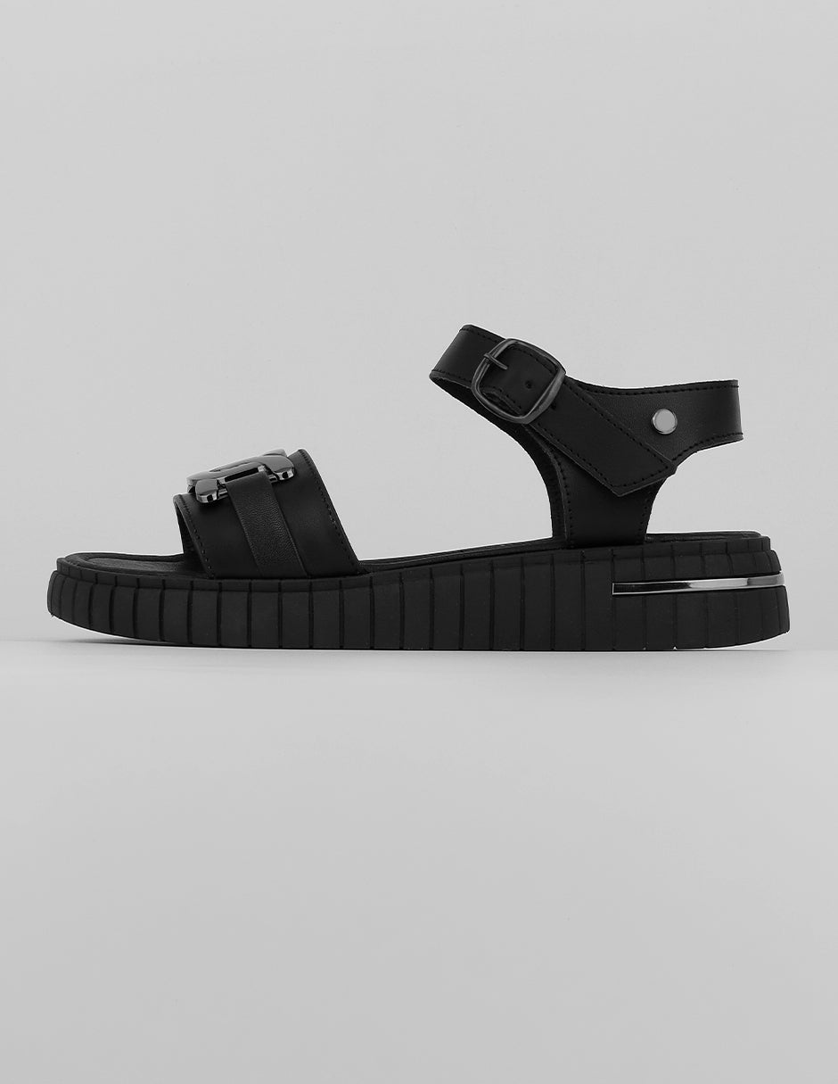 Sandalias con plataforma Exterior Piel vegana Color Negro Para Mujer De RBCOLLECTION
