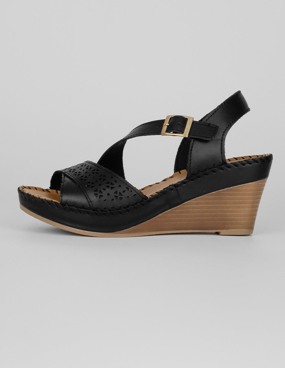Sandalias con plataforma Exterior Piel Color Negro Para Mujer De RBCOLLECTION