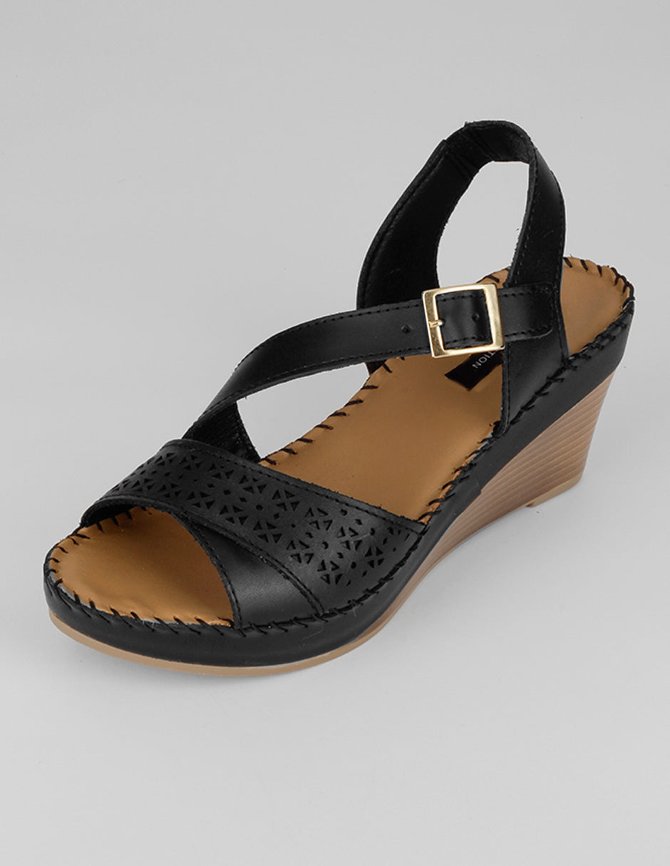 Sandalias con plataforma Hand made  en Piel – Negro