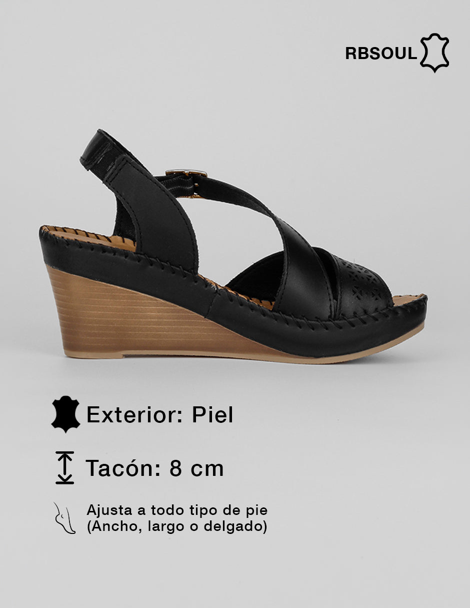 Sandalias con plataforma Hand made  en Piel – Negro