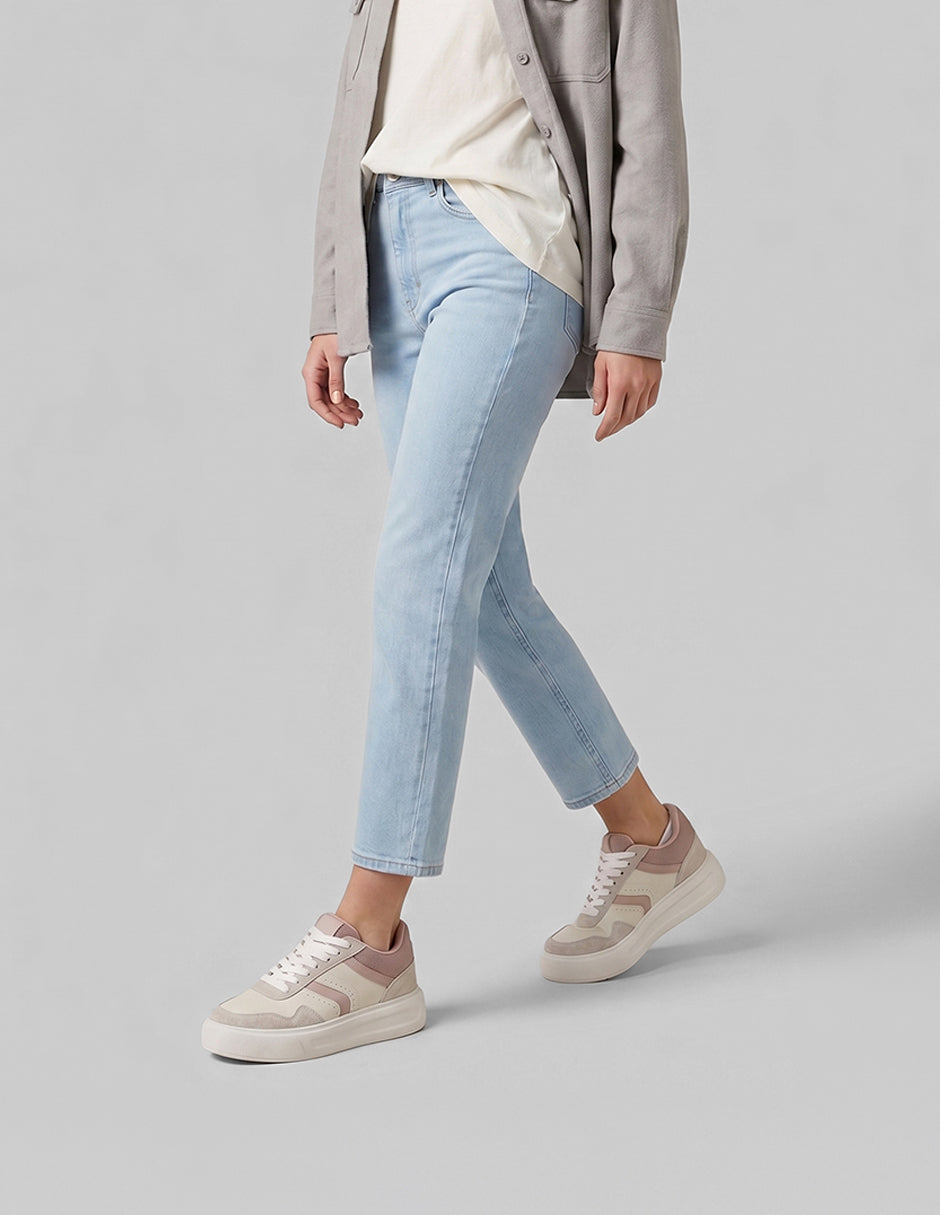 Tenis con cordones  Urban en Piel vegana – Beige