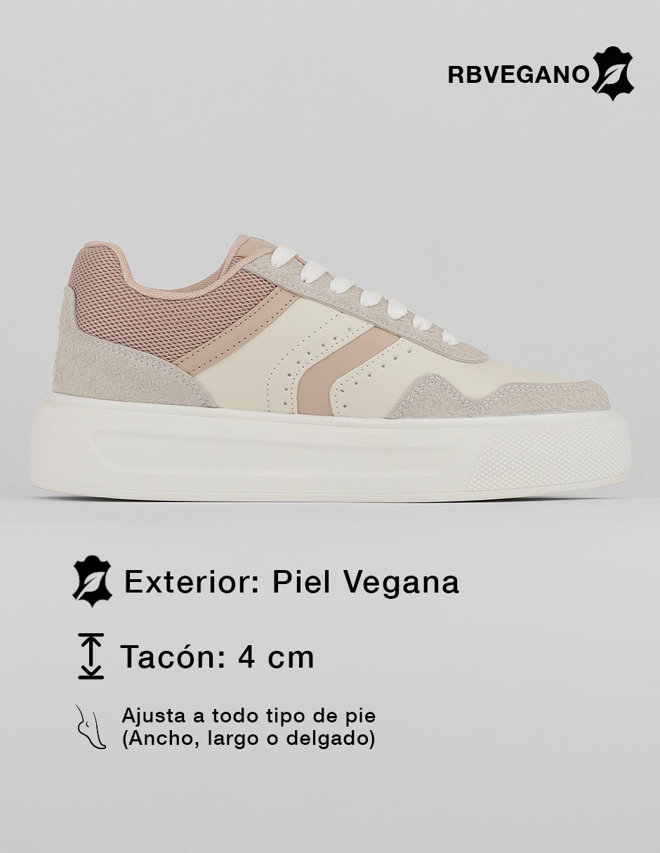 Tenis con cordones  Urban en Piel vegana – Beige