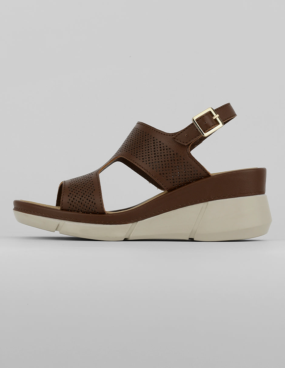 Sandalias con plataforma Exterior Piel vegana Color Café Para Mujer De RBCOLLECTION