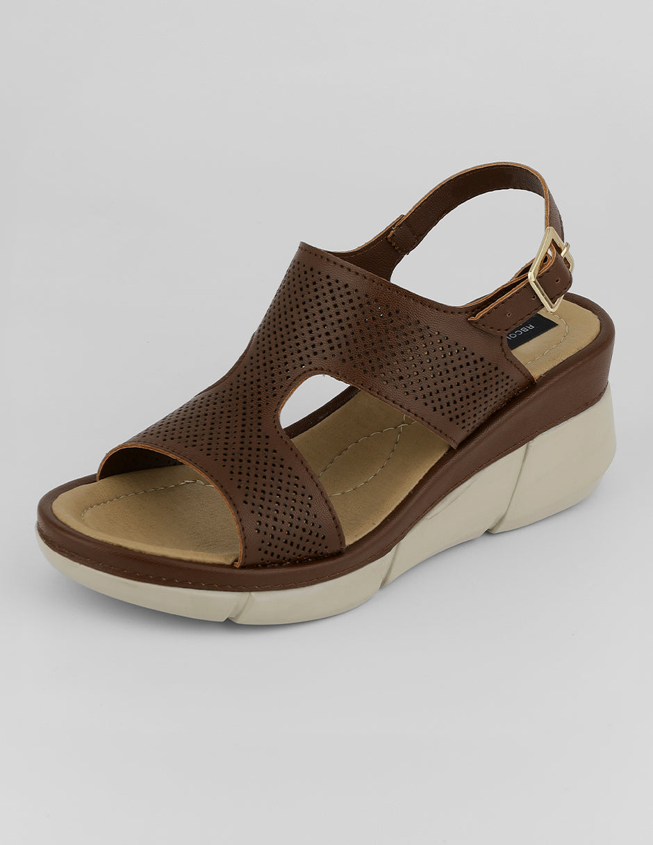 Sandalias con plataforma Naia en Piel vegana – Café
