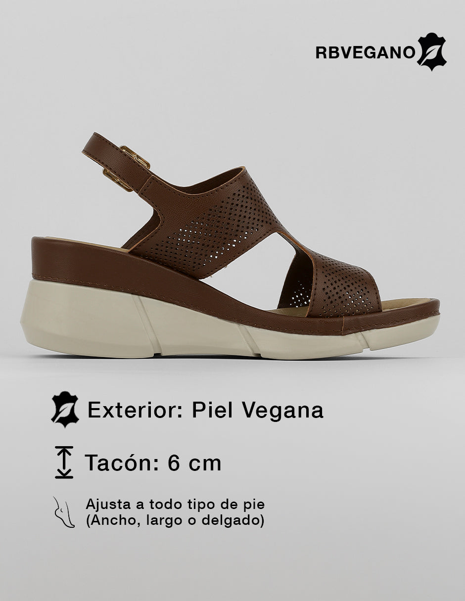 Sandalias con plataforma Naia en Piel vegana – Café