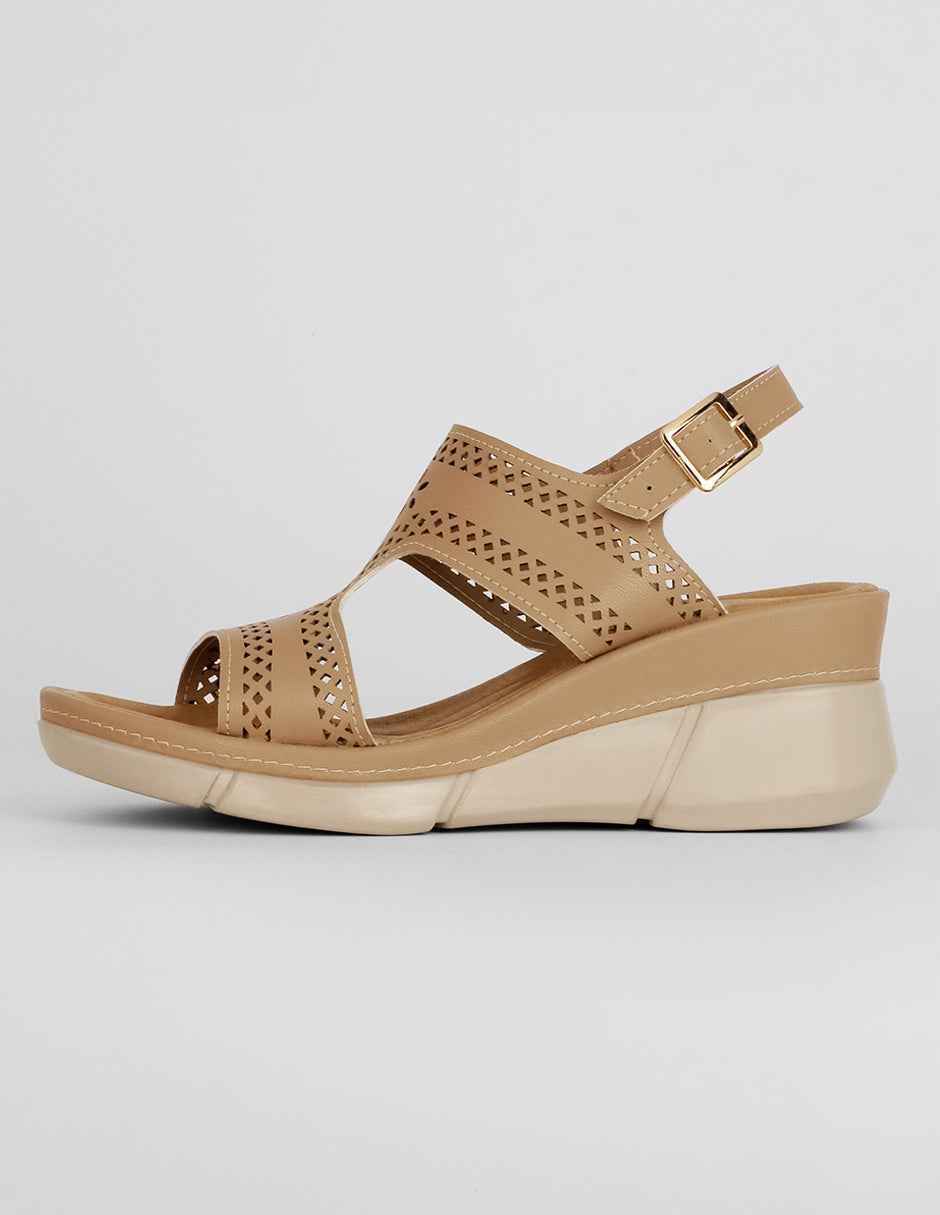 Sandalias con plataforma Exterior Piel vegana Color Beige Para Mujer De RBCOLLECTION