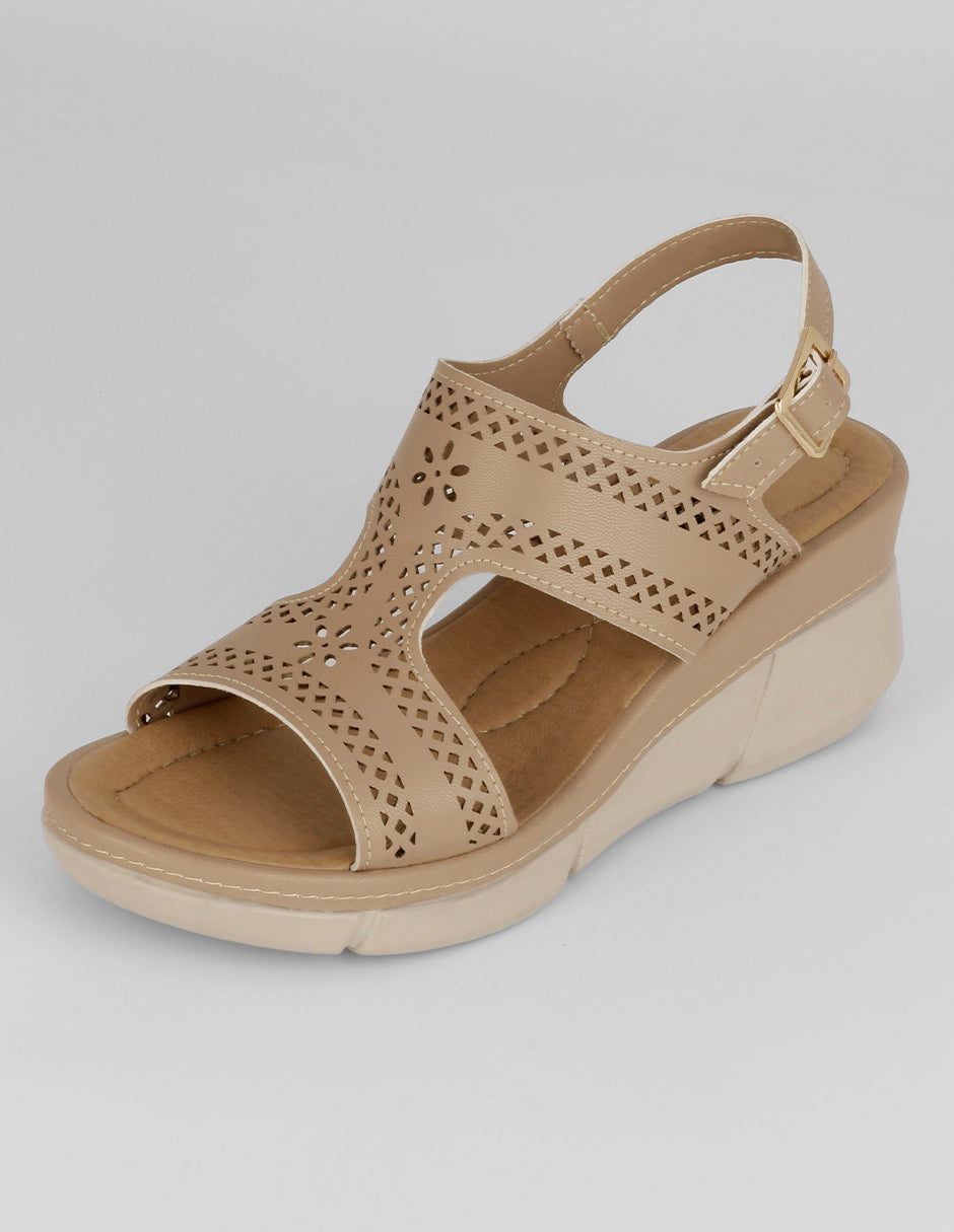 Sandalias con plataforma Naia en Piel vegana – Beige