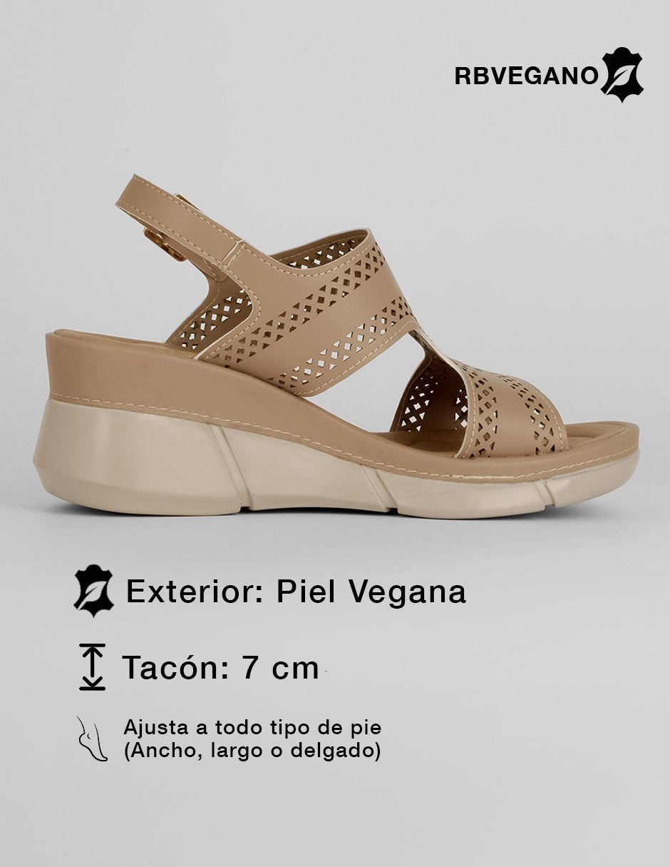 Sandalias con plataforma Naia en Piel vegana – Beige